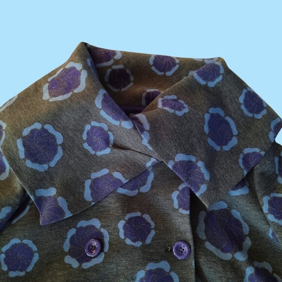 Love Moschino Coat Jacket US 6 Grey Purple Mid Length Big Collar Wool Blend - Picture 3 of 12